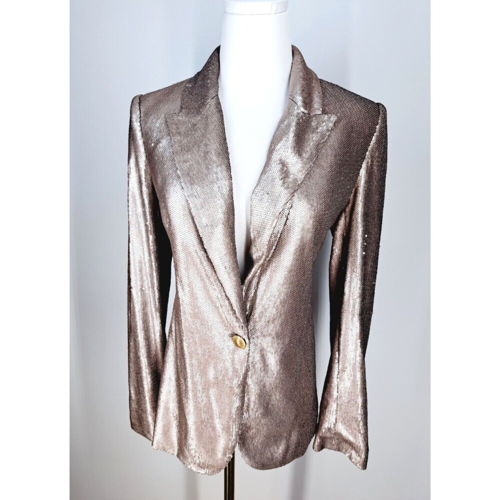 $ 875 L'Agence Chamberlain Blazer Jacket Coat Champagne Sequins Size 2